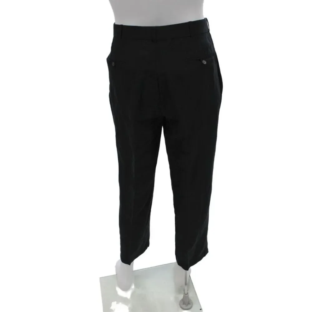 Polo Ralph Lauren Mens Dress Pants Black Linen Blend Solid Button Size 34